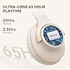 KVIDIO Bluetooth Headphones Over Ear, 65H Playtime Wireless Headphones with Mic, Foldable Lightweight Headset with Deep Bass, Stereo Sound for Travel Work PC phone (Beige) #1