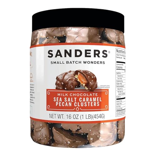 Sanders Milk Chocolate Sea Salt Caramel Pecan Clusters - 16 oz Tub