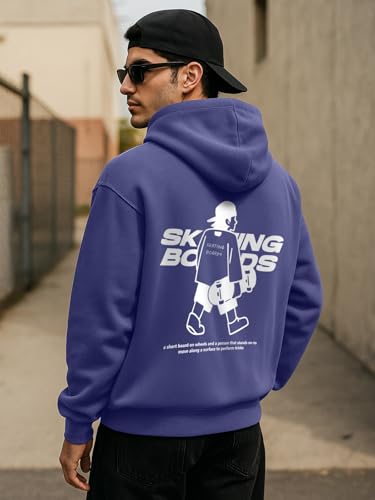 Image of Veirdo Polycotton Spun Oversized Fit Drop Shoulder Hooded Sweatshirt Full Sleeves Back Graphic Printed Jumper Hoodie for Men (Available Sizes: S to 3XL)
