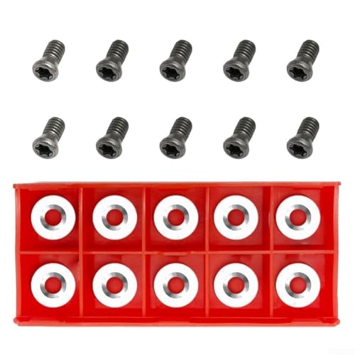 Oniissy 10 piezas de insertos redondos de carburo para torneado de madera R12 x 2,5 mm herramientas de torno con tornillos, insertos de corte de carburo de torneado de madera juego de combinación para