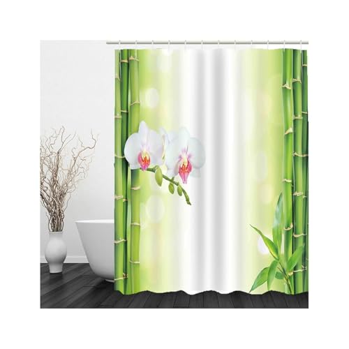 Rideau de douche anti-projections lavable vert en polyester pour baignoire et douche