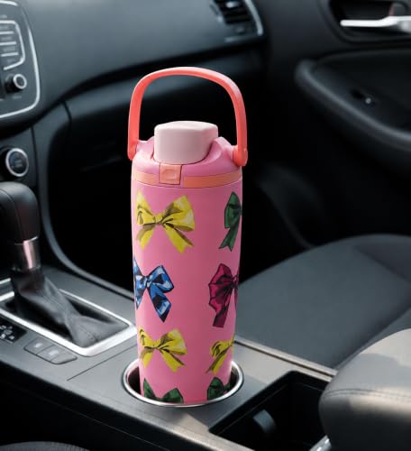 Image of HomeCloud 900ML Stainless Steel Water Bottle - Double-Wall Vacuum Insulated, Leakproof Straw Lid, BPA-Free Reusable Travel Flask with Two-Way Spout for Gym, Office & Outdoor Use (Pink Multi)