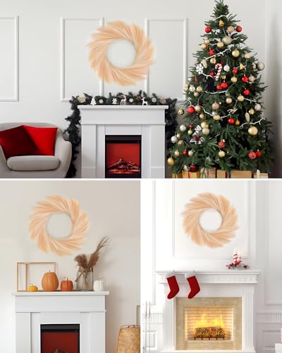 Willtok 26 Inch Artificial Pampas Grass Wreath For Front Door thumb #4