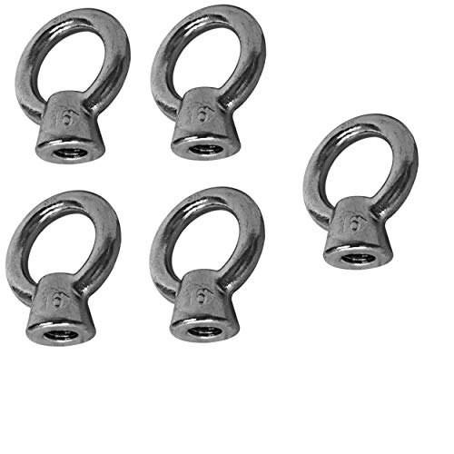 DBMIMPORTERS 5 PC 5/16'' SS316 Lifting Eye Nut Boat Marine with 800 Lbs Capacity UNC Tap