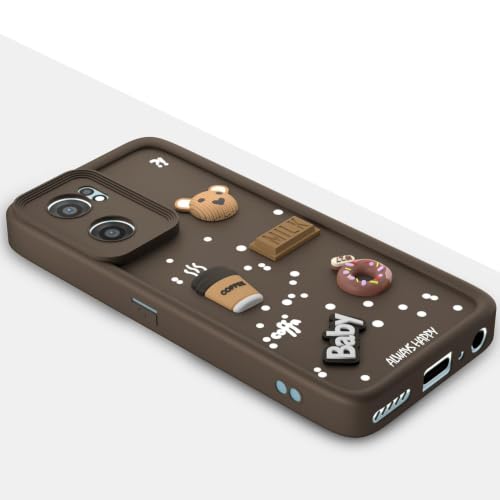 Image of Bintage Cute Fun Ball | Taddy Cartoon 3D Smiley Coffee Cup | Milk Donut | Full Camera Protection Back Cover Compatible for Reno 7 5G - Brown
