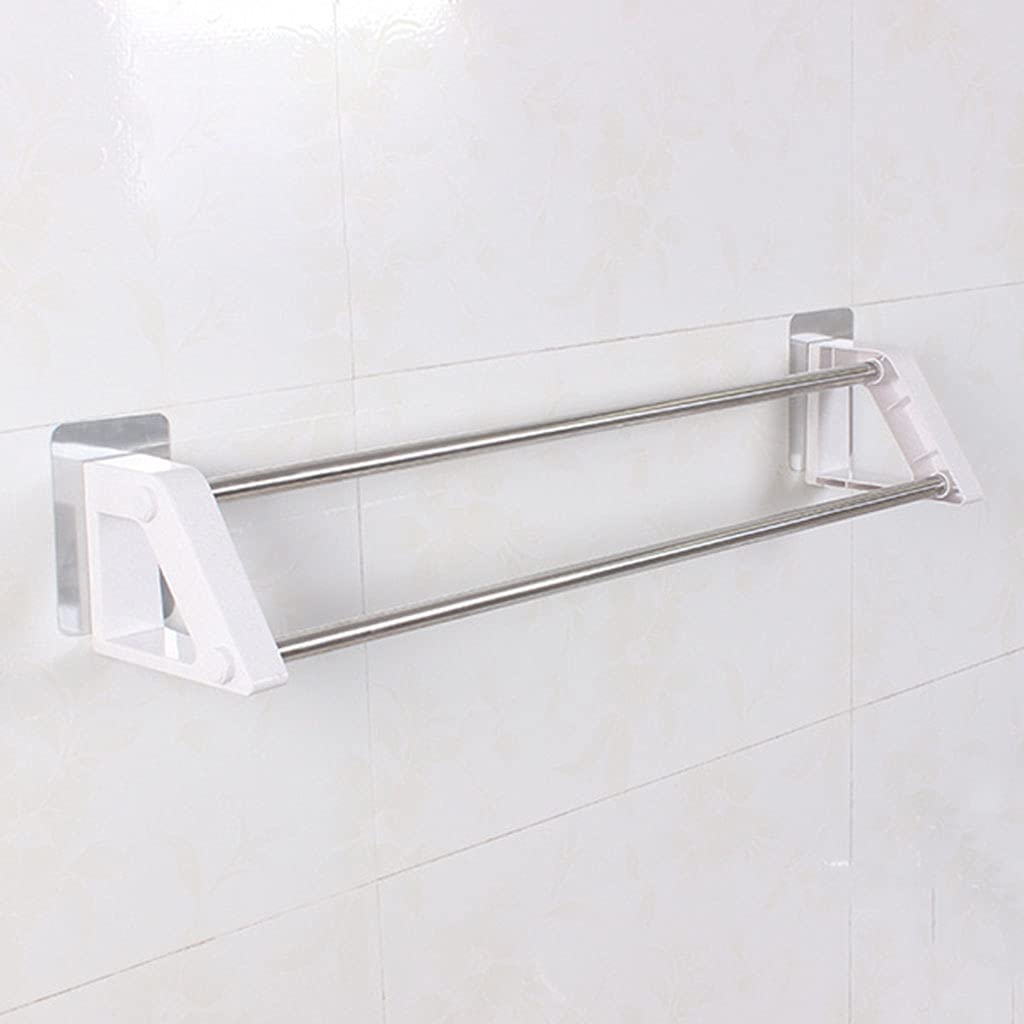 Porte-serviette sans coup de poing blanc et rail de rangement mural