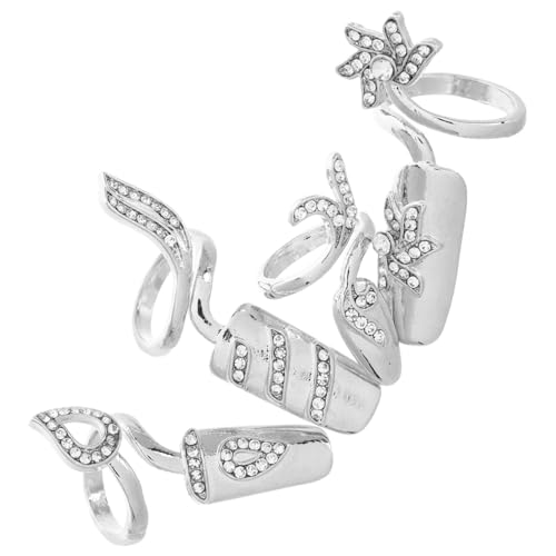 SHERCHPRY 1 Set Rhinestone Nail Tips for Women Multi Alloy Ring for Elegant Manicure Art for Parties Weddings and Festivals