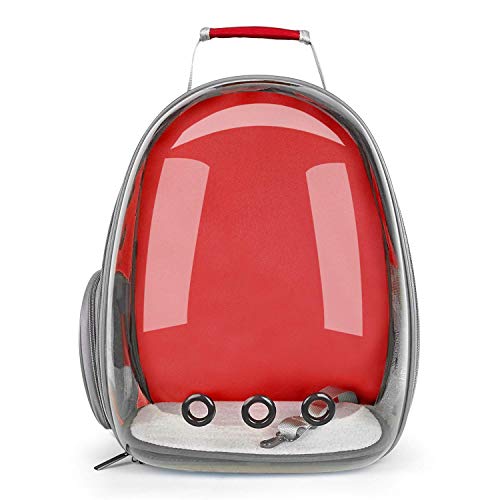 Image of 24x7 eMall Pet Backpack Carrier Transparent Capsule Red for Cats Small Dogs