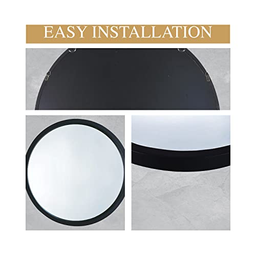 Mirrorize Black Round Mirror 30" for Living Room Wall Decor, Decorative Circle Mirror, Bathroom Vanity Mirror, Farmhouse Circular Mirror for Entryway - Image 7