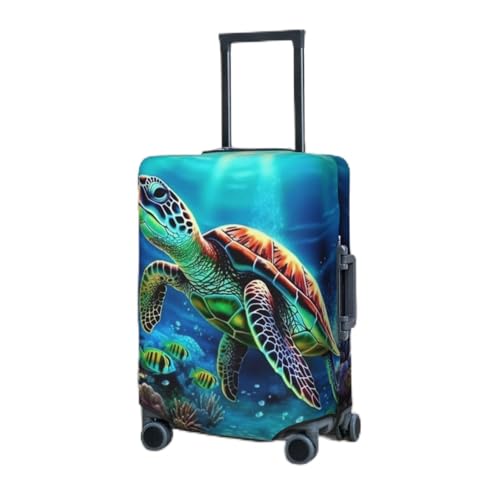 RLDOBOFE Reisegepäckhülle für Koffer, elastischer Kofferschutz, Meeresschildkröten, Diamantmalerei, Kofferabdeckungen, waschbare Koffer-Schutzhülle, staubdicht, passend für 45,7 - 81,3 cm Gepäck,