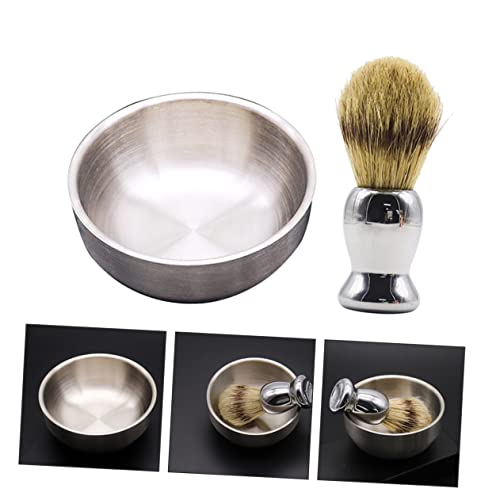 Healeved 2pcs Beard Shaving Brush Set Wet Shaving Tools Soap Bowl for Men Traditional Wet Shaving Kit Dad Boyfriend