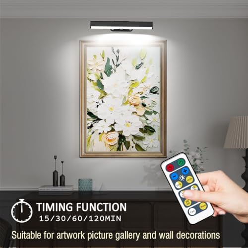 Image of 2PACK Wireless Picture Light for Wall LED Battery Operated Wall Light with Remote Art Display Light for Paintings 3 Lighting Timer&Dimmable Picture Frame Accent Lights for Artwork Portrait Display