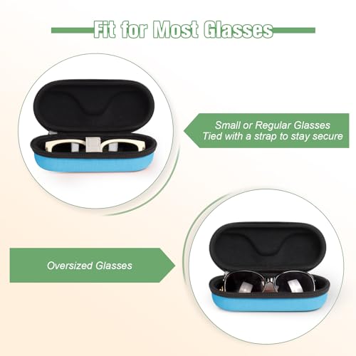 Image of Bukere Sunglasses Case, Hard Shockproof Glasses Case with Secure Strap & Carabiner Hook, Eyeglasses Storage Organizer