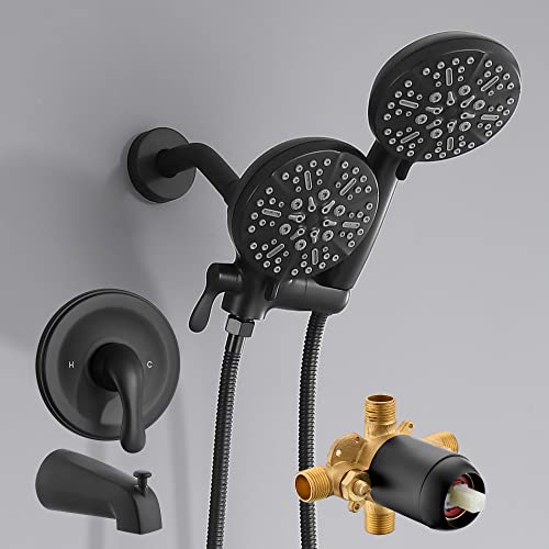 FROPO Black Shower Faucet Set Complete with Tub Spout - Tub and Shower Faucet Combo| Dual 2 in 1 Shower System with Handheld Showerhead 3-way Water Diverter Shower Trim Kit Matte Black(Valve Included) FROPO Black Shower Faucet Set Complete with Tub Spout - Tub and Shower Faucet Combo| Dual 2 in 1 Shower System with Handheld Showerhead 3-way Water Diverter Shower Trim Kit Matte Black(Valve Included)