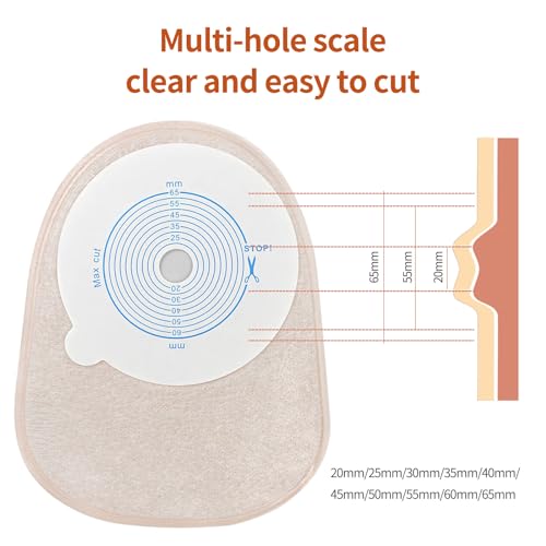 One-Piece Closed Colostomy Bags 30PCS,15mm-65mm Cut-to-Fit,One Piece ostomy Disposable Pouch Ostomy Supplies for Ileostomy C001,Travel Backup