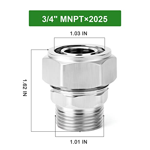TAISHER 2PCS Brass-Nickel Plated Straight Fitting，3/4" Tubing × 3/4" NPT Male Tube Fitting For Air Piping System by TAISHER - Image 2
