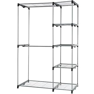 Amazon Basics – Guardaroba a rastrelliera con 2 aste, nessun fissaggio a parete, Argento