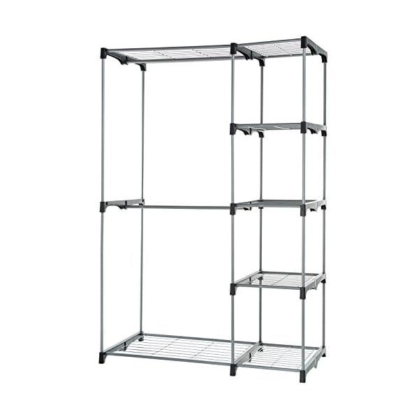Amazon-Basics-Armario-movil-con-doble-barra-Plateado