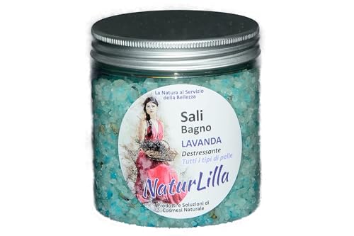 Centisia NaturLilla Lavender Bath Salts 300 g – Sea Salt Crystals with Lavender Essential Oil, Aloe Vera and Olive Oil – Relaxing, Purifying, Soothing – Aromatherapy