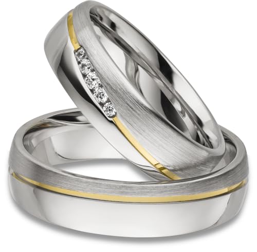 Kolibri Rings Eheringe Silber 925 Vergoldet 5 Zirkonia Steine Set - Gratis Gravur und Etui Kolibri Rings Eheringe Silber 925 Vergoldet 5 Zirkonia Steine Set - Gratis Gravur und Etui