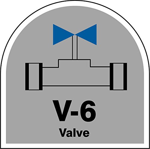 Tag V-6 Valve autocollant Dura-Vinyl gris noir bleu blanc 5 pcs Accuform