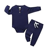 Hikido Baby Clothes for Twins Boy and Girl Newborn Snap Closure Jumpsuits Baby Clothing Set for 3-6 months Baby Navy
