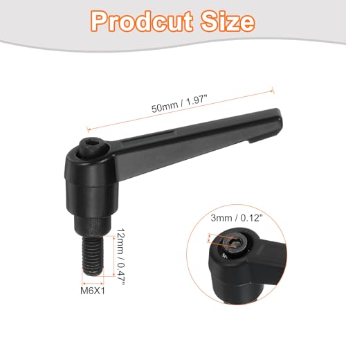 Image of uxcell 4Pcs M6 x 12mm Adjustable Knobs Handle Male Thread Push Button Ratchet Quick Release Locking Rotating Bolt for Lathe Machinery, Black