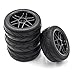 4pcs Hard Plastic 1/10 RC On-Road Solid Wheels and Tires 12mm Hex for HSP for Tamiya TT01 TT02 RC Drift Rally Car