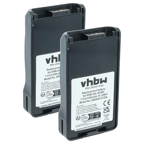 Image of vhbw 2x Battery Replacement for Kenwood KNB-26, KNB-26N, KNB-35L, KNB-26A, KNB-35, KNB-25L, KNB-25N for Radio, Walkie-Talkie (2100 mAh, 7.2 V, NiMH)
