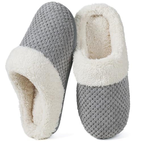 ULTRAIDEAS Women’s Lamb-hug Comfy Fleece House Slippers Memory Foam, Slip-on House Shoes Indoor Outdoor
