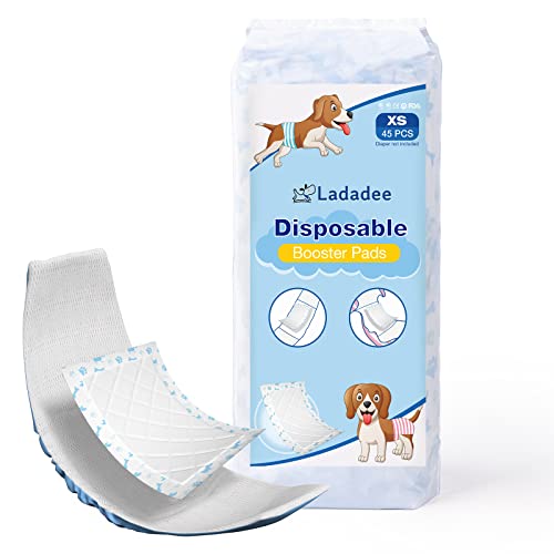 Ladadee Dog Diaper Liners Booster Pads For Female&Male Dogs-45Pcs, Super Absorbent Disposable Doggie Puppy Liners Period Pads Inserts For Most Dog Diapers, Pet Belly Bands & Male Wraps-Xs #TOP7