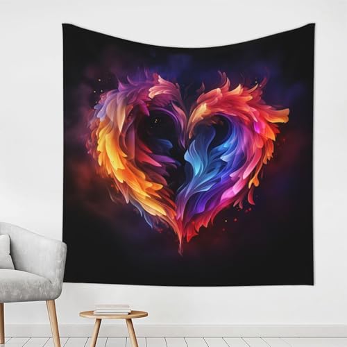 LHDGBWC Tapiz de corazón arcoíris para dormitorio, decoración de pared, tapices estéticos, 60 x 40 pulgadas, decoración de pared, pósteres, tapiz bohemio para sala de estar, dormitorio, decoración del