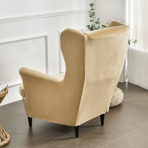 Funda para sofá elástica protector de sillón orejero y otomana rectangular 3 uds 6