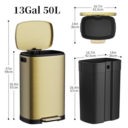 Caneca de basura KSSKSS 13 galones acero inoxidable miniatura 4