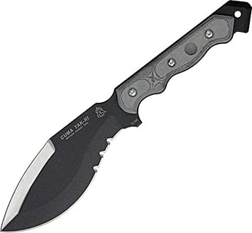TOPS Knives CUMA TAK-RI 2 Fixed Blade Knife, Black Traction, Black Micarta