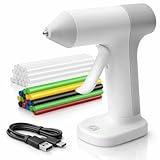 Waitley Kabellose Heißklebepistole mit Akku, USB-C, 30 s Schnellaufheizen, Anti-Tropf-Düse, inkl. 20 7mm Heißklebestiften, für DIY, Basteln & Reparaturen