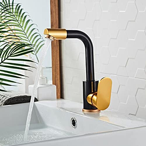 Robinet de lavabo de cuisine et salle de bain mitigeur bassin aluminium space doré noir