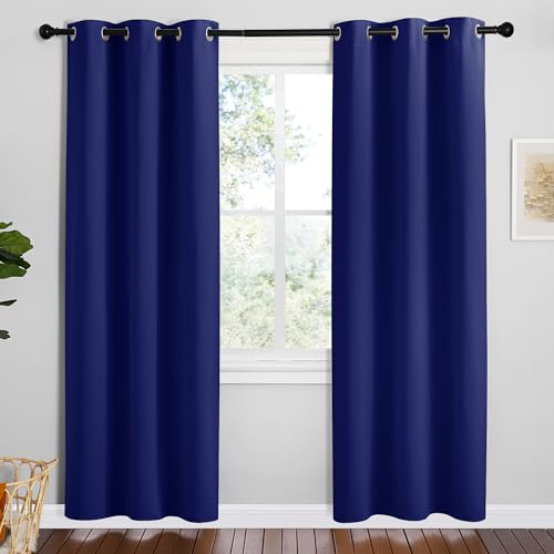 Image of NICETOWN Navy Blue Blackout Curtains 78 inches Length for Bedroom, 2 Panels, 42 inch Wide, Thermal Insulated Decoration Drapes for Office Window