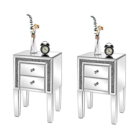 VINGLI Mirrored Nightstand Set of 2 Cover
