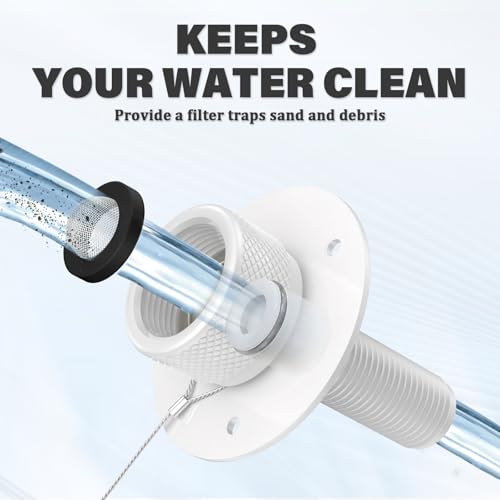 Image of 2 Pack All Metal RV City Water Inlet with Check Valve RV Water Inlet -rv Water Fill Inlet Leak Proof & Universal Fit for RV Camper Motorhome Trailer Marine -White