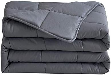HZDY Weighted Blanket-60 x80 15 lbs, for Adults About 140-200 lbs, Cotton Lining, Premium Glass Beads, Reduced Pressure, Enjoy Natural Deep Sleep. Year-Round Use (Gray)