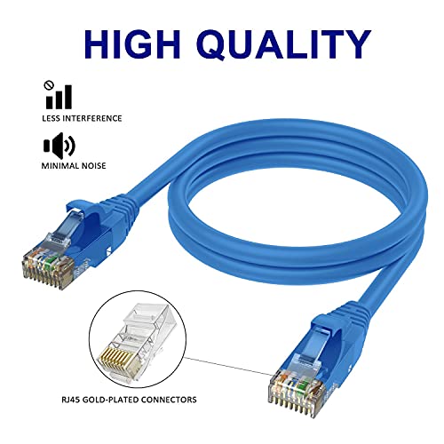 Adoreen Cat 6 Ethernet Cable 30 Ft-Blue, Outdoor & Indoor Snagless Long Round RJ45 Network Cable, POE, Soft Flexible Gbps Internet LAN Computer Patch Cord for Router Modem Switch Fast Gaming+ Ties by Adoreen - Image 3
