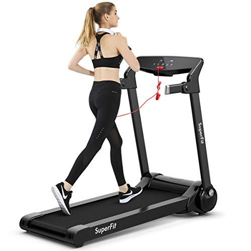 Image of GYMAX Folding Treadmill, 3.0HP Free Installation Running Machine with Bluetooth Speaker, HD Touch Screen Monitor, Smart APP Control, Silent Jogging Walking Machine for Home Office