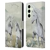 Head Case Designs Licenza Ufficiale Simone Gatterwe Bianco sulla Spiaggia Cavalli Custodia Portafoglio in Pelle Compatibile con Samsung Galaxy S25+