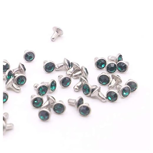 30–200 set 6 mm färg kristall strass nitar diamanter örhängen GDS hantverk kläder läder dekor vinranka rörborrspik, gröna nitar, 50 st