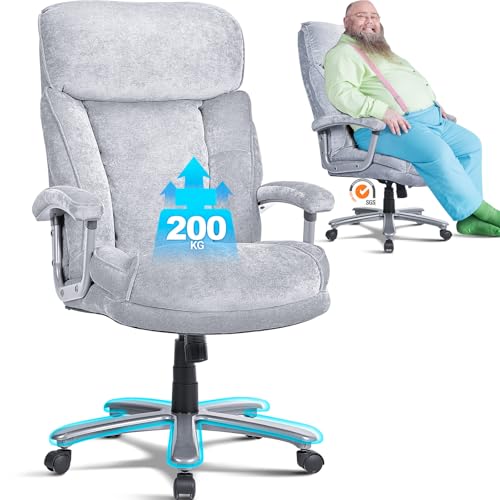 BASETBL Silla de Oficina 200KG, Silla Ejecutiva con Elevación a Gas de 4 Niveles, Base Integrada, Profundidad 52 cm, Terciopelo, Silla ergonomica Escritorio