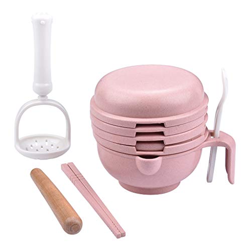 JOYKK 9 in 1 Food Masher Baby Food Feeder Processor Vegetable Fruit Ricer Grinder Tool - Pink