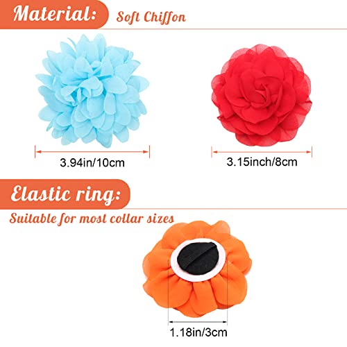 Catcan 20Pcs Dog Flower Collar Accessory, Multi-Color Pet Flower Collars 2 Style Soft Chiffon Dog Bow Tie Charms Flower For Puppy Collar Grooming Accessories
