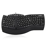 Perixx PERIBOARD-512 Ergonomic Split Keyboard, Curved Design, Wired USB, Multimedia Keys, UK QWERTY Layout, Black