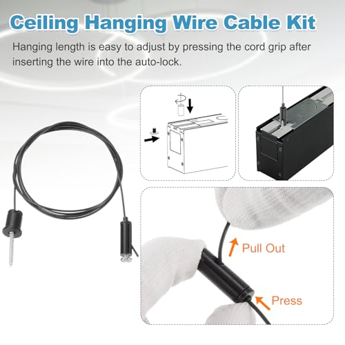 Cables de alambre para colgar lámparas de techo con suspensión ajustable de 6.5 pies 6